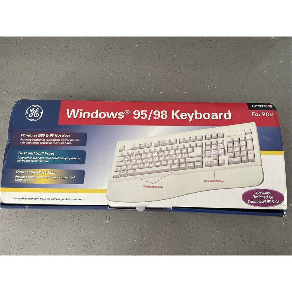 Vintage GE POWER KEYBOARD - HO97798 - Windows 98, 2000, XP & More - NOS Open box